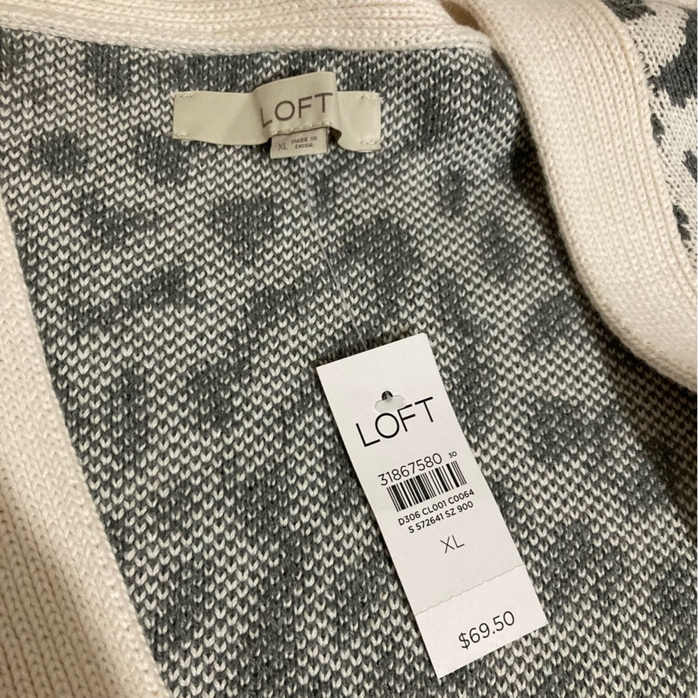 LOFT Gray Leopard Print Cardigan - Picture 7 of 14